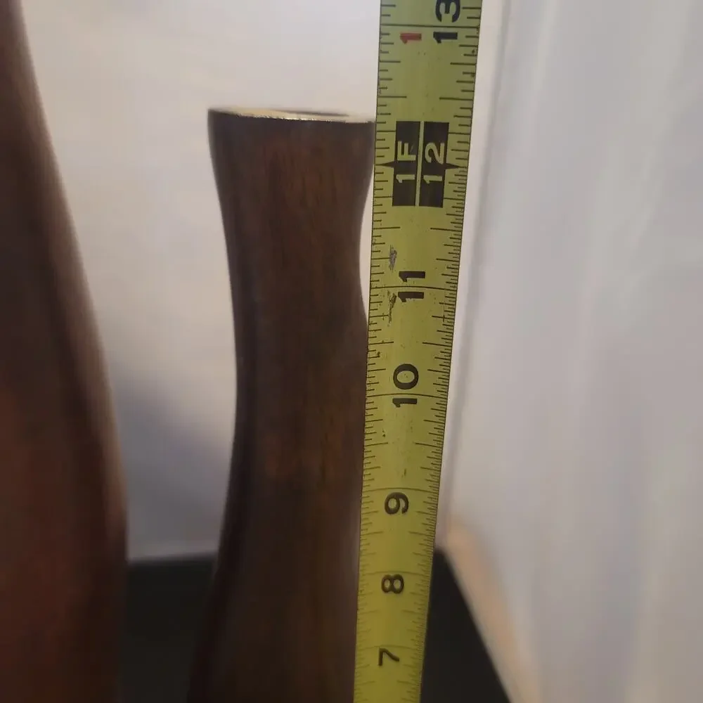 Vintage MCM  Hand Carved Wooden Vases Set Organic Minimalist Boho 20" and 12" - Picture 6 of 7